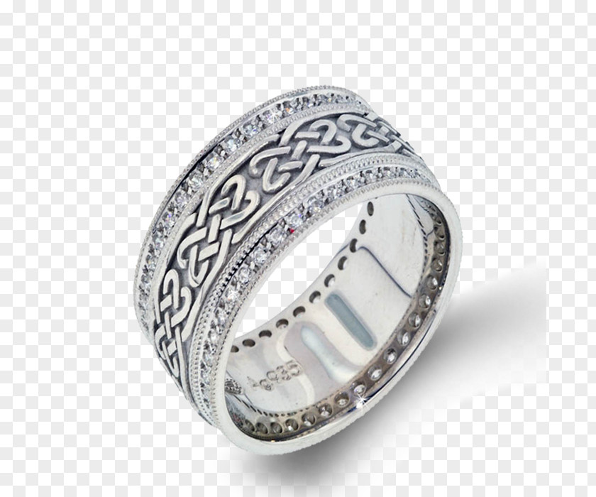Pave Diamond Rings Women Wedding Ring Silver Platinum Product Design PNG