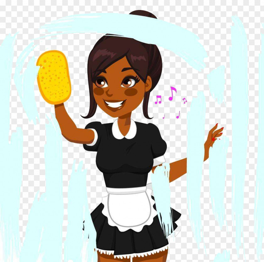 American Black Girls Clean Window Patterns Cleaner African Maid Cleaning PNG