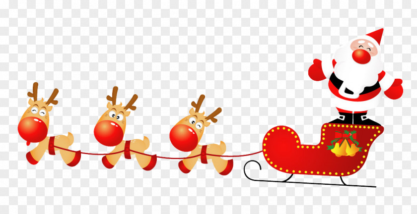 Cartoon Deer And Sleigh Christmas Eve Wish New Years Day Happiness PNG
