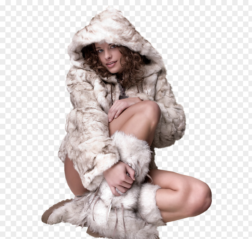 Winter Fur Woman December Overcoat PNG