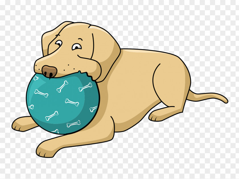 Hand-painted Cartoon Puppy Lying On The Floor Playing With A Ball Labrador Retriever Great Dane Rottweiler Beagle PNG