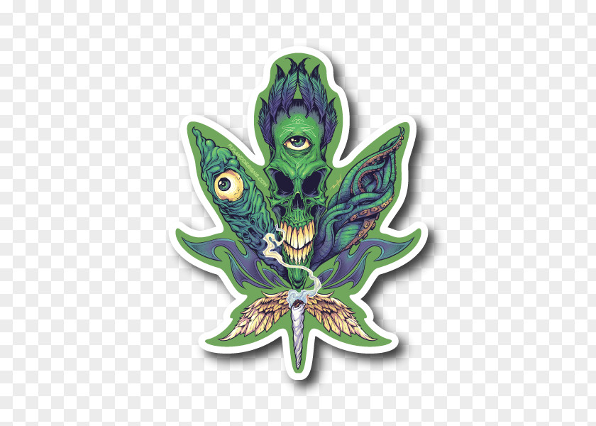 Cannabis Sticker Skull Leaf Image PNG