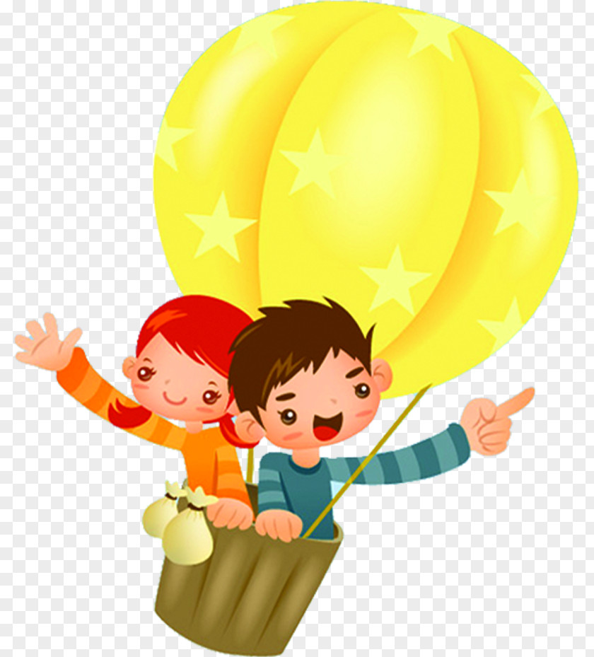 Hot Air Balloon Boys And Girls Innocence Children Sixty-one Cartoon Child Illustration PNG