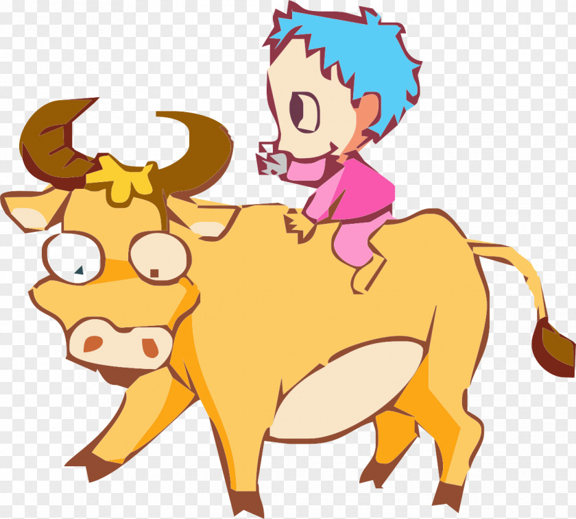 The Little Boy Riding A Bull Cattle Clip Art PNG