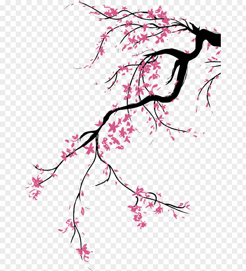 European Elements Cherry Blossom Drawing Painting PNG