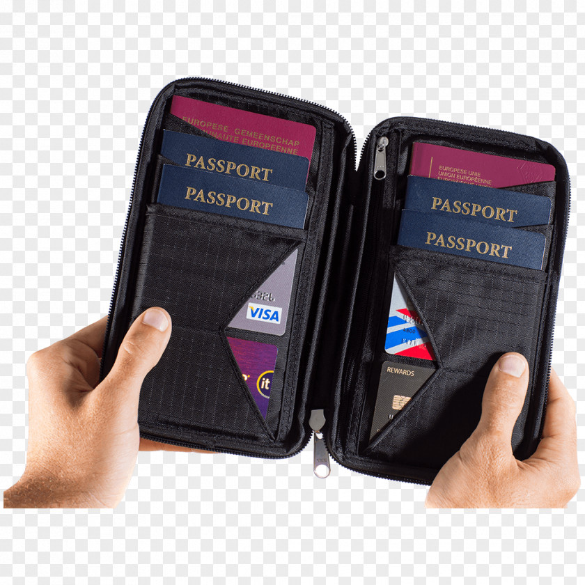 Passport Travel Wallet & Family Holder W/ RFID Blocking Document PNG