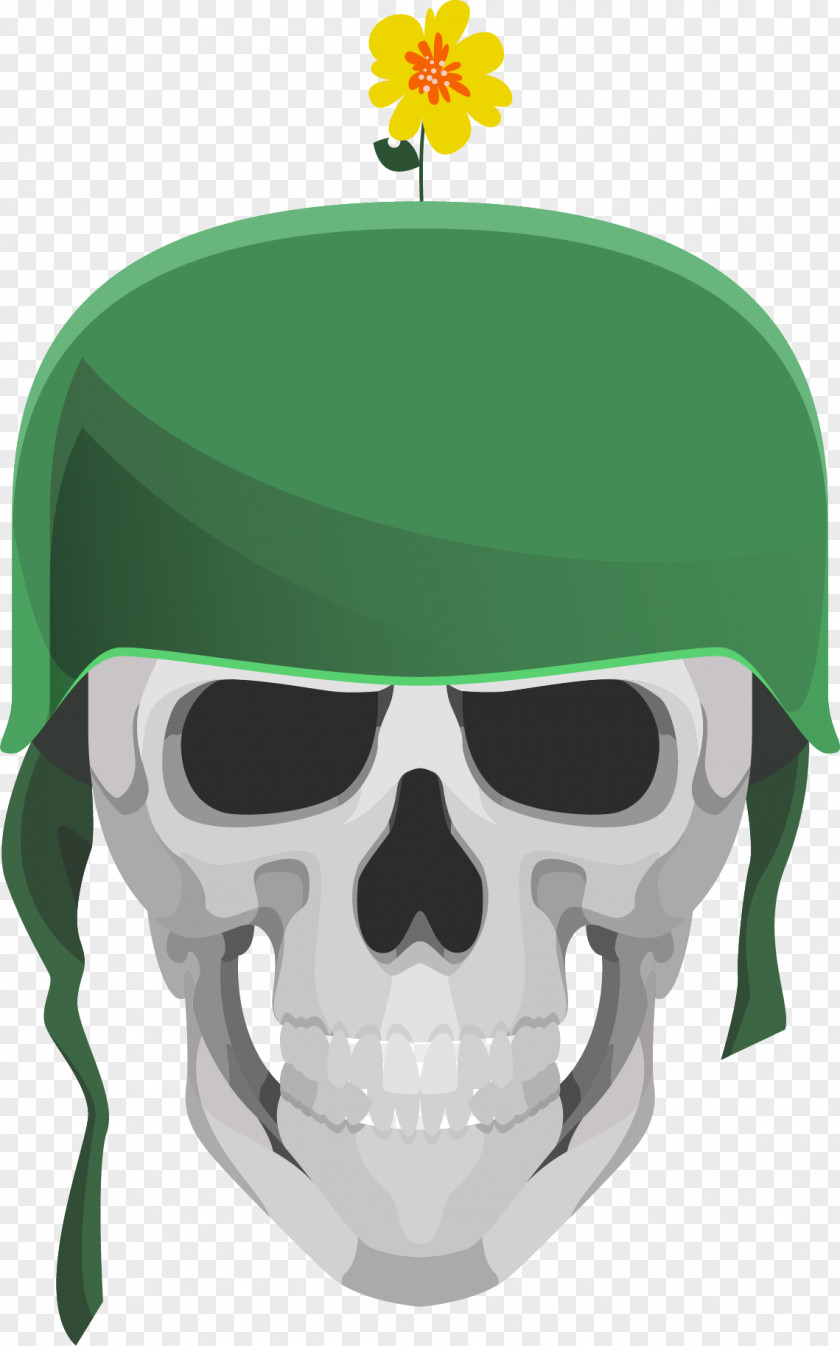 Wearing A Green Hat Of The Skeleton Skull Calavera Euclidean Vector PNG
