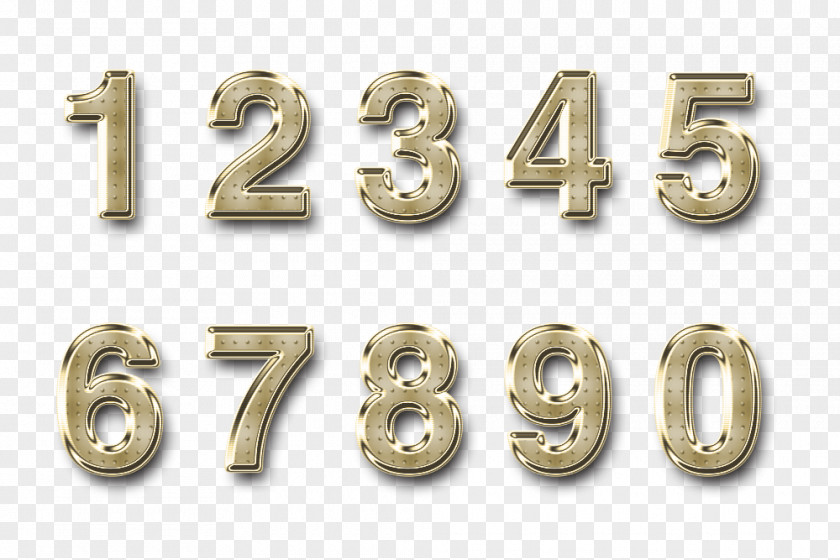 Digit Number Numerical Brass Silver PNG