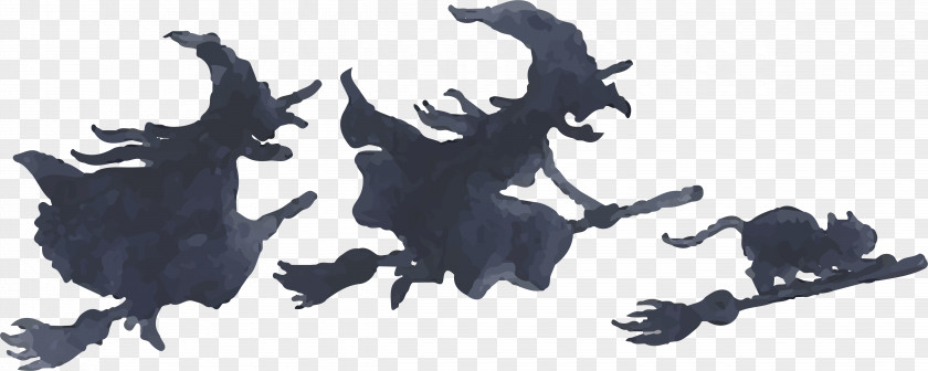 Silhouette Stencil Witch Cartoon PNG