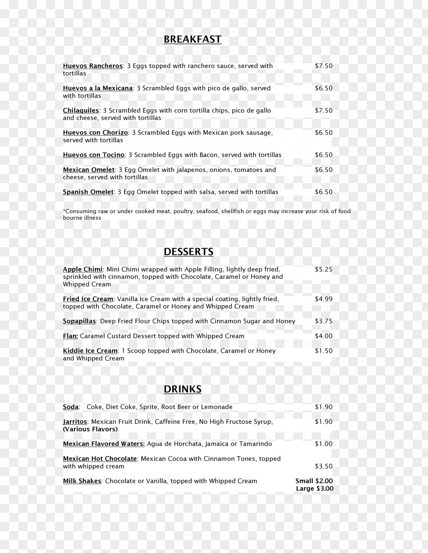 Mexican Menu Document Line PNG