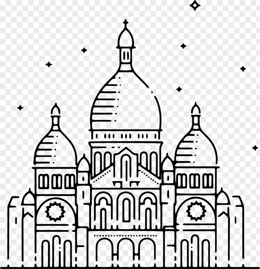 St Christopher Sacré-Cœur, Paris Landmark Line Art PNG