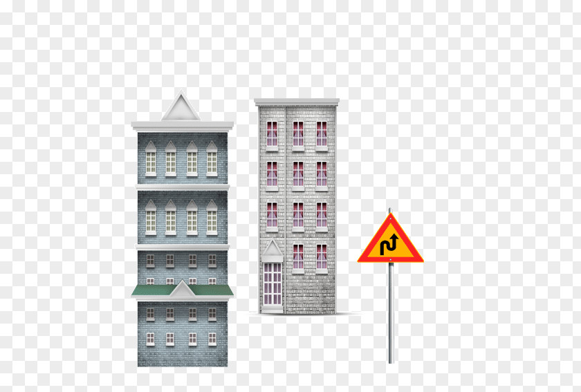 Two Buildings And Prompt Card Angle Pattern PNG