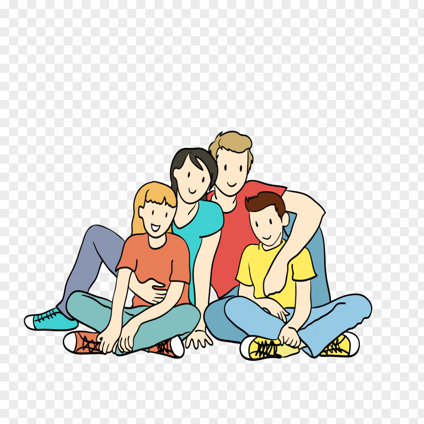 Vector Four House Family Fundal Illustration PNG