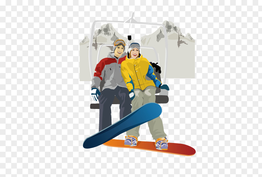Couple Skiing Computer File PNG