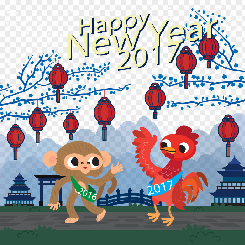 Vector Chinese New Year Background Zodiac Monkey PNG