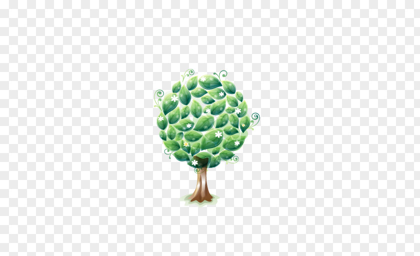 Cartoon Tree Green PNG