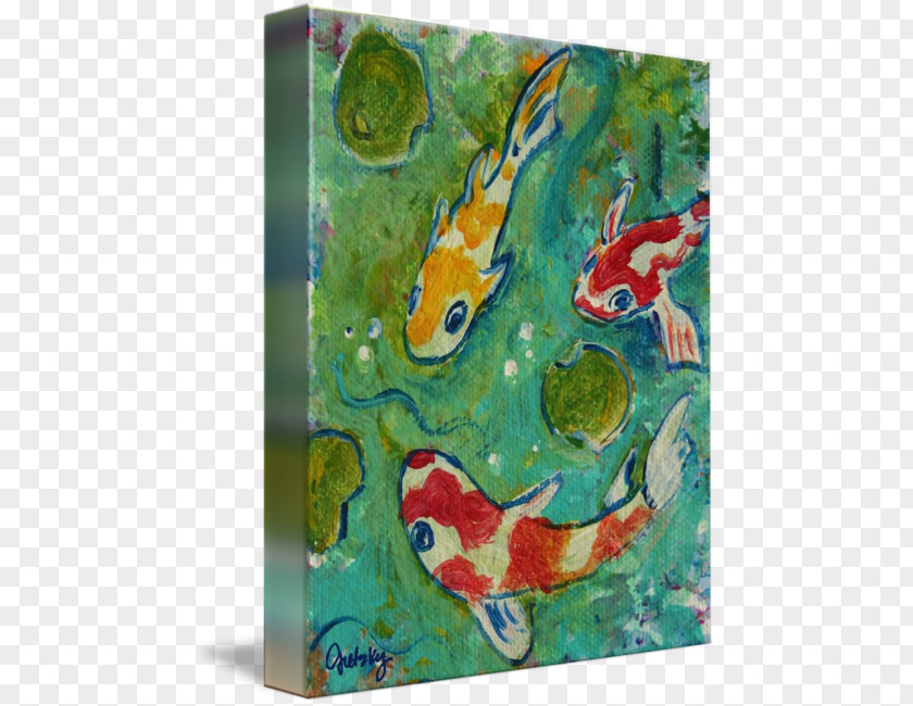 Fish Pond Painting Acrylic Paint Modern Art Fauna PNG
