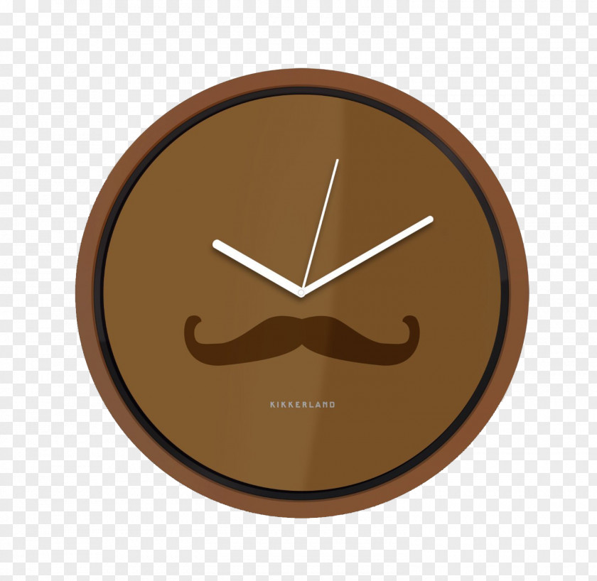 Mustache Brown Mute Wall Clock Longcase Man Cave Egg Timer PNG