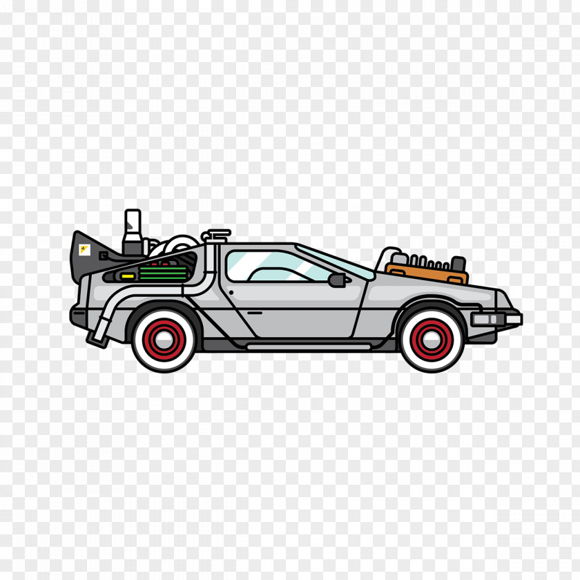 Cartoon Car DeLorean DMC-12 Dr. Emmett Brown Time Machine Back To The Future PNG