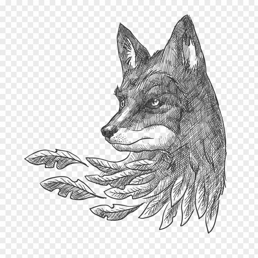 Vector Painted Wolf Gray Drawing Painting PNG