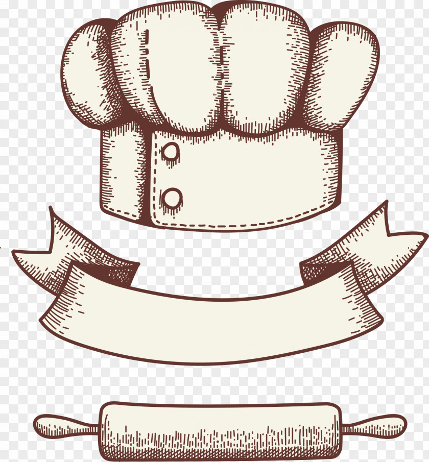 Hand Drawn Vector Chef Hat With Ribbon Bakery Logo Pastry Cookie PNG