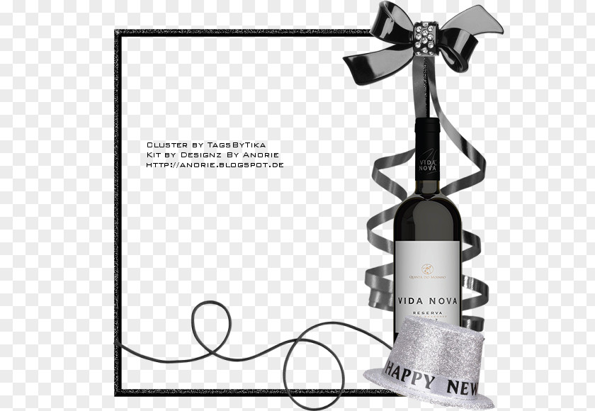 New Year Design Wine Bottle Management PNG