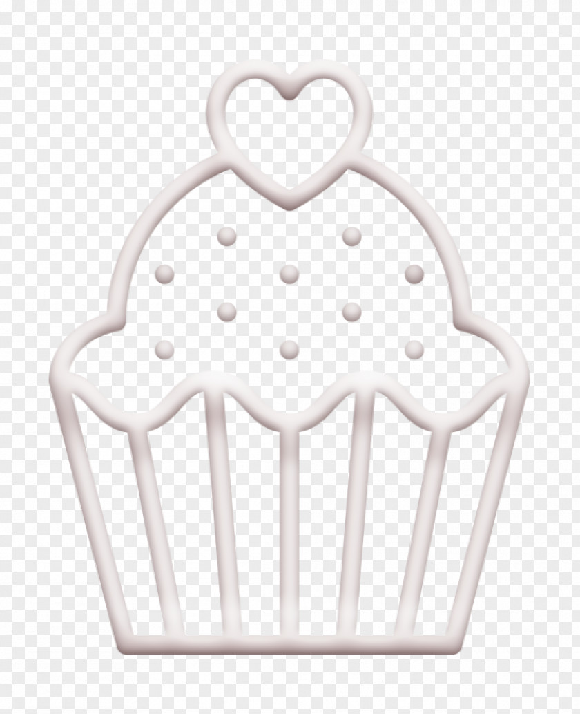 Saint Valentine Lineal Icon Heart Lovely Cupcake PNG