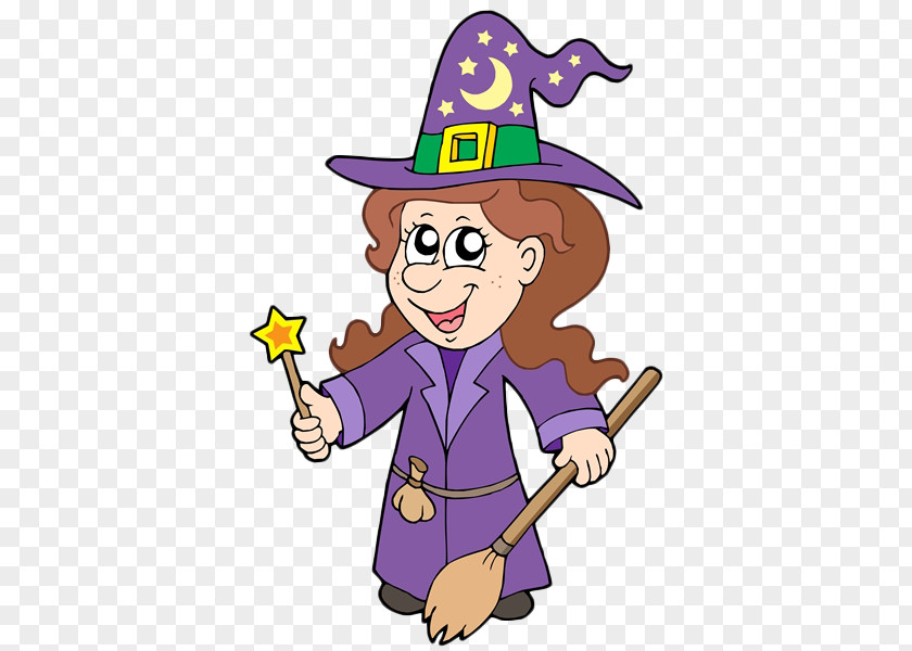 The Witch With Magic Wand In Cartoon Magician Illustration PNG