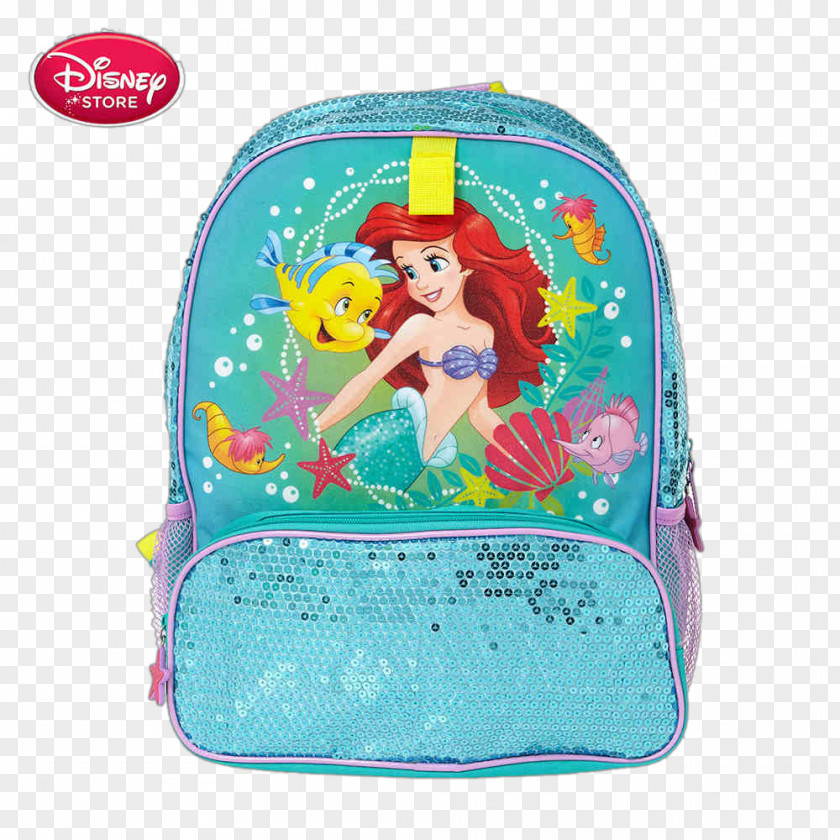 Blue Lake Disney Schoolbag Girls Ariel Minnie Mouse Rapunzel Flounder Mickey PNG