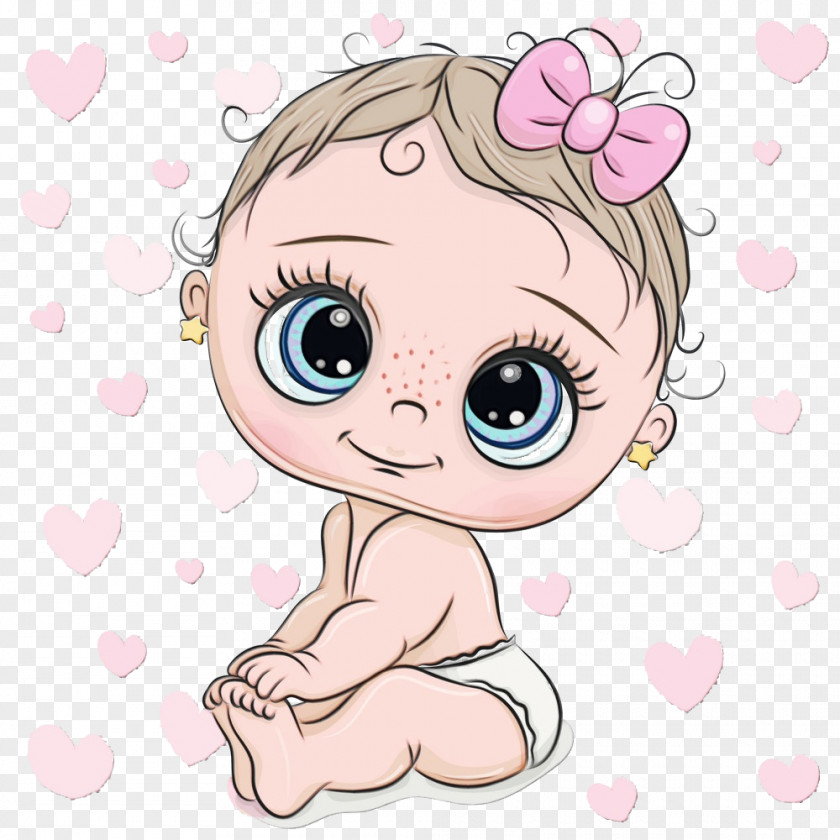 Child Doll Cartoon Pink Cheek Head Nose PNG