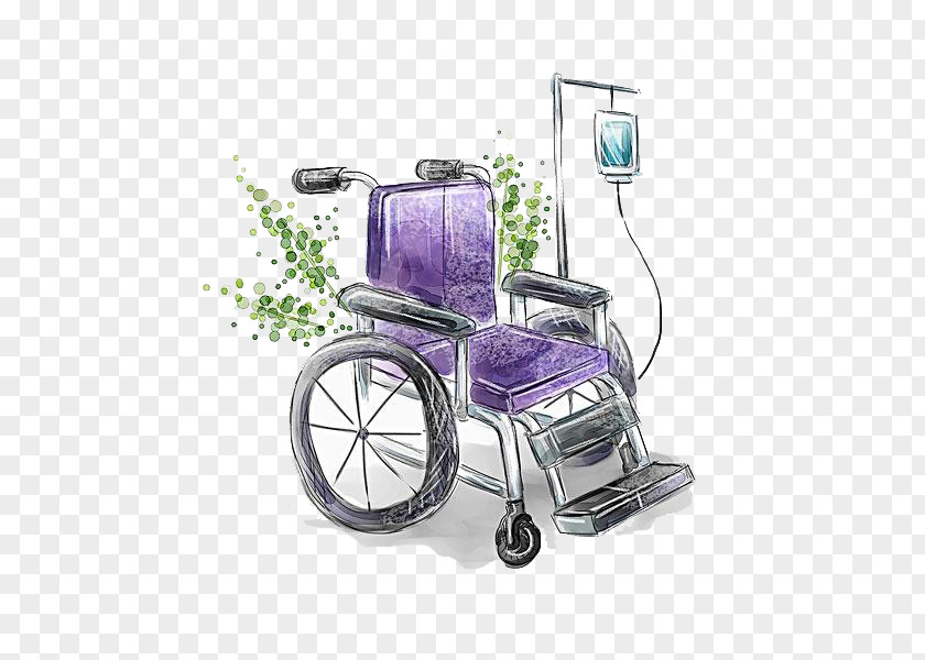 Hand-painted Wheelchair Illustration PNG