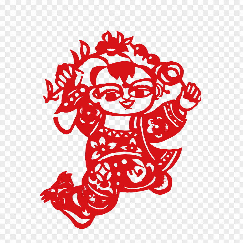Paper Cut,Child Papercutting Child Chinese New Year PNG