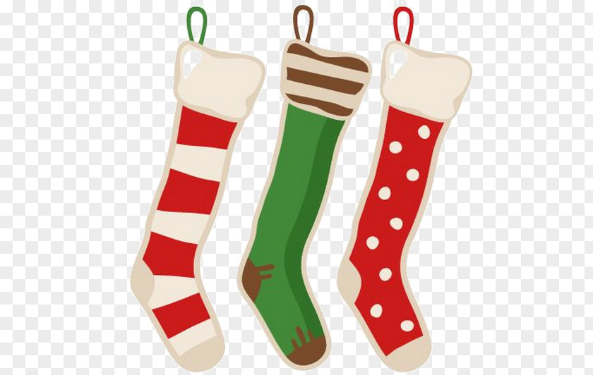 Cartoon Christmas Stocking Socks Santa Claus Vintage Clothing PNG