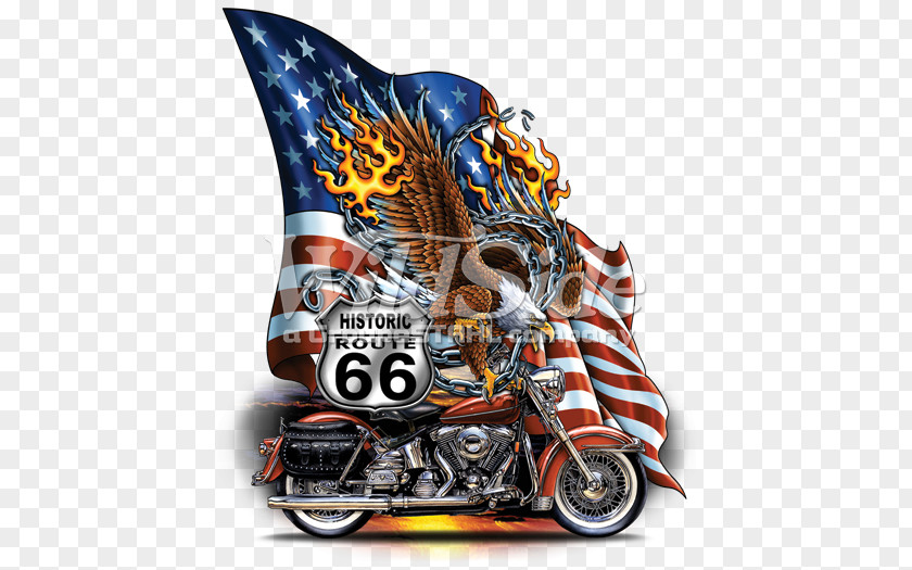 Us Route 66 T-shirt United States Motorcycle Clothing Hat PNG