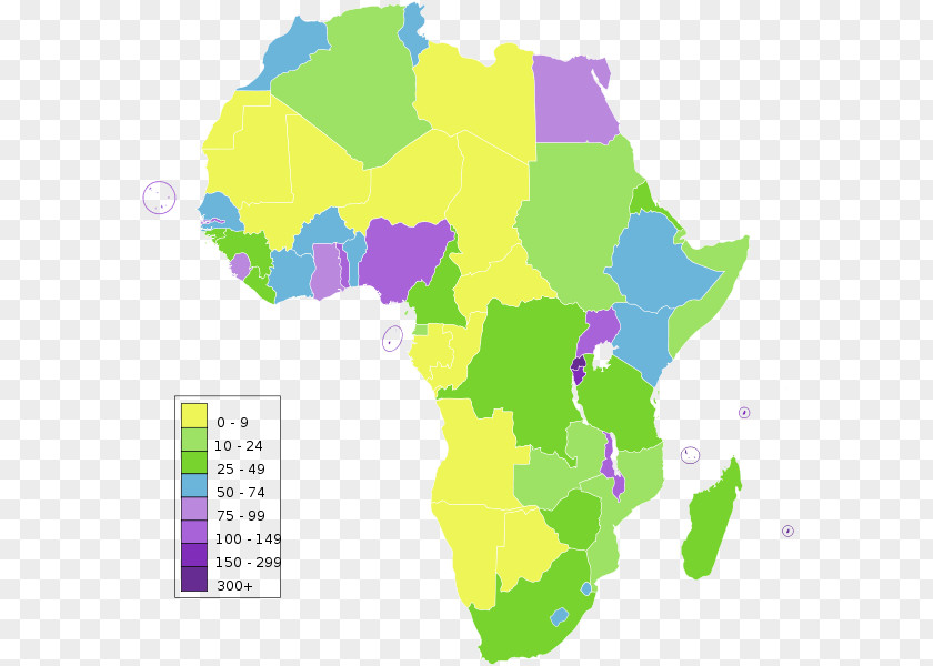 Map South Africa Guinea Sub-Saharan Population Density PNG