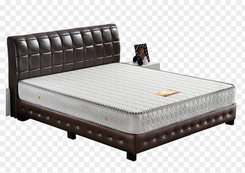 A Mattress On Leather Bed Frame Couch Box-spring PNG