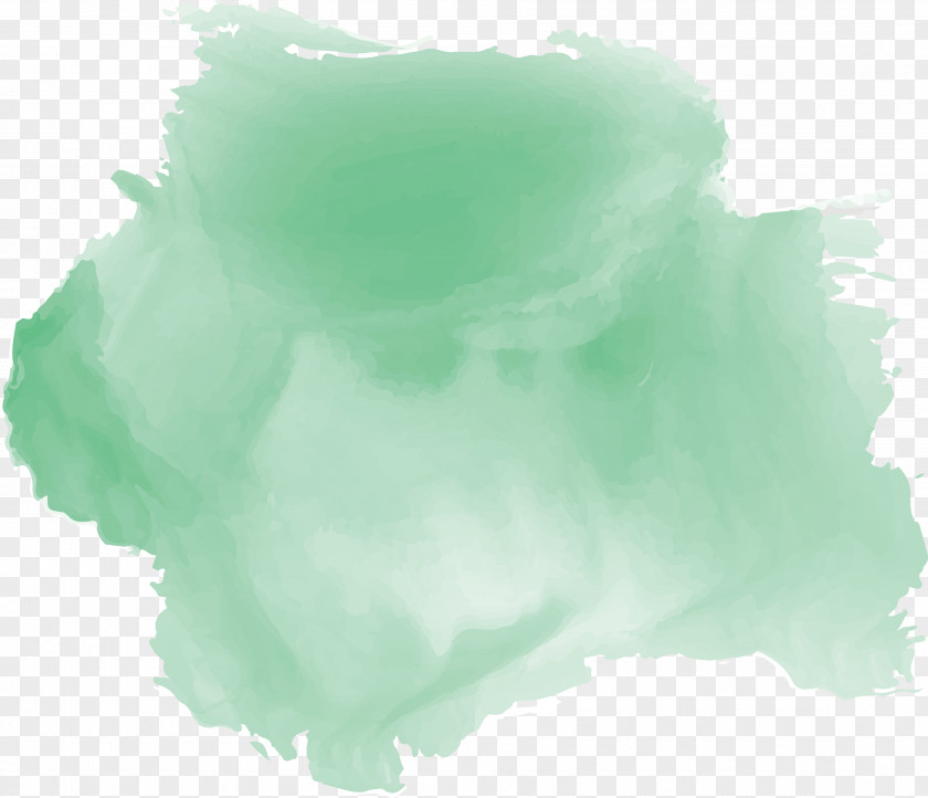 Light Green Blooming Effect Watercolor Painting Brush PNG