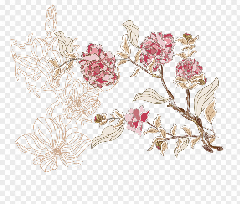 Painting Flowers Vector Free Matting Butterfly Flower Wallpaper PNG