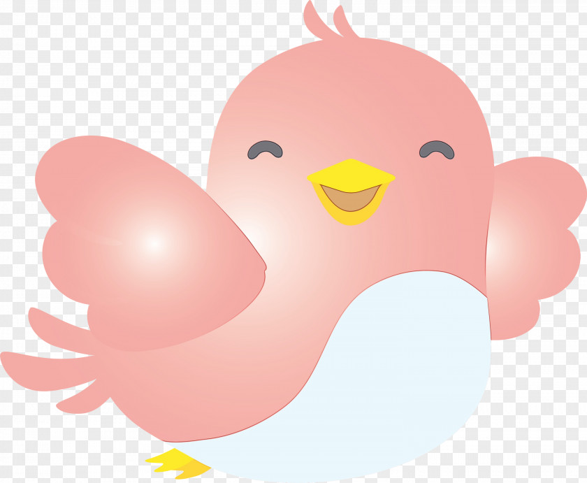 Pink Bird Cartoon Chicken Beak PNG