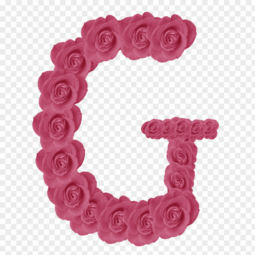 Letter G Alphabet Garden Roses Pink PNG
