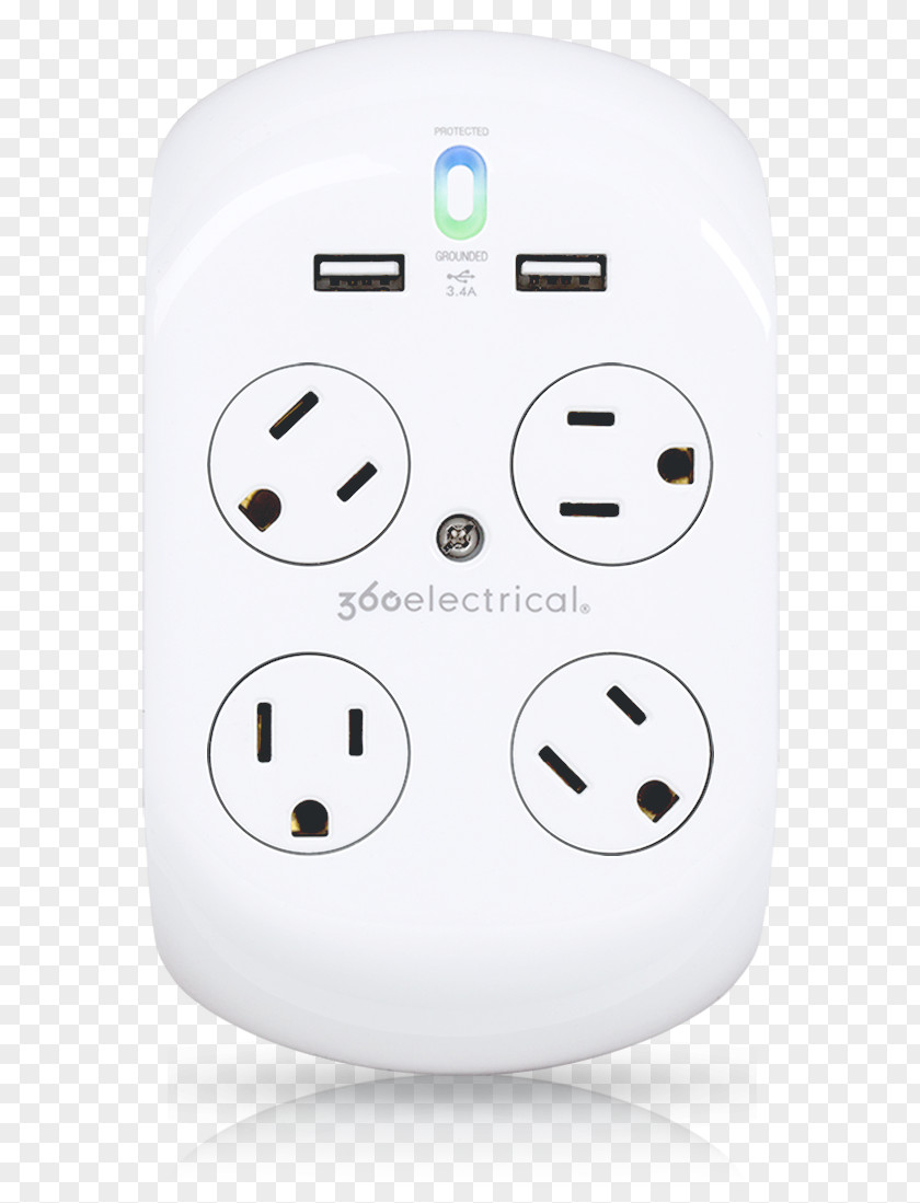USB Battery Charger AC Power Plugs And Sockets Surge Protector Electricity PNG