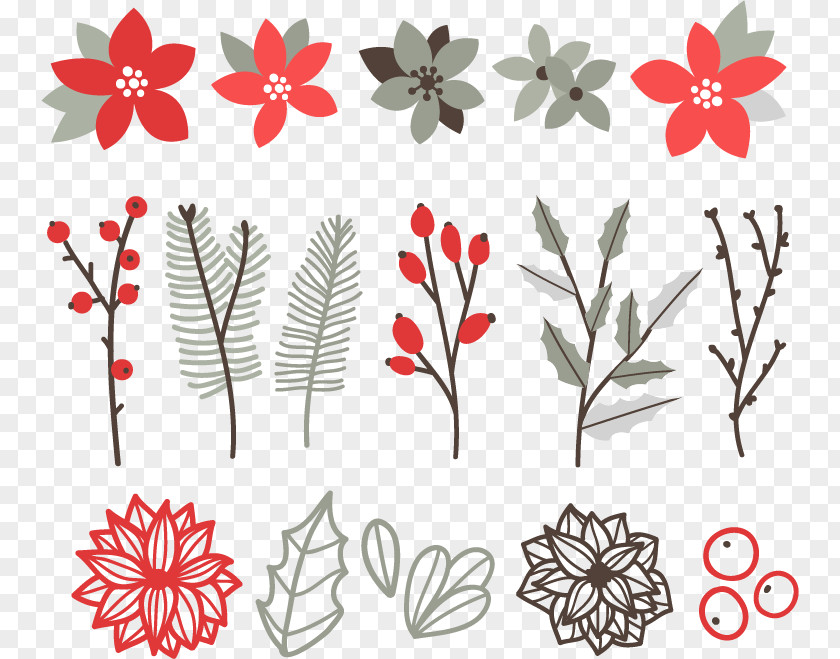 Small Fresh Winter Floral Decoration Design Flower Petal PNG