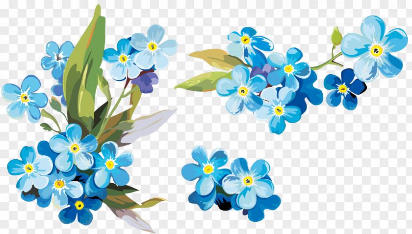 Watercolor Blue Floral Decoration Pattern Painting Paper Clip Art PNG