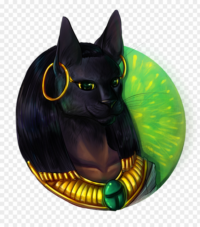 Goddess Bastet Whiskers Black Cat PNG