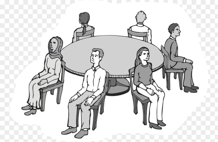 People Sitting Around A Table Human Sketch Illustration Chair Line Art PNG