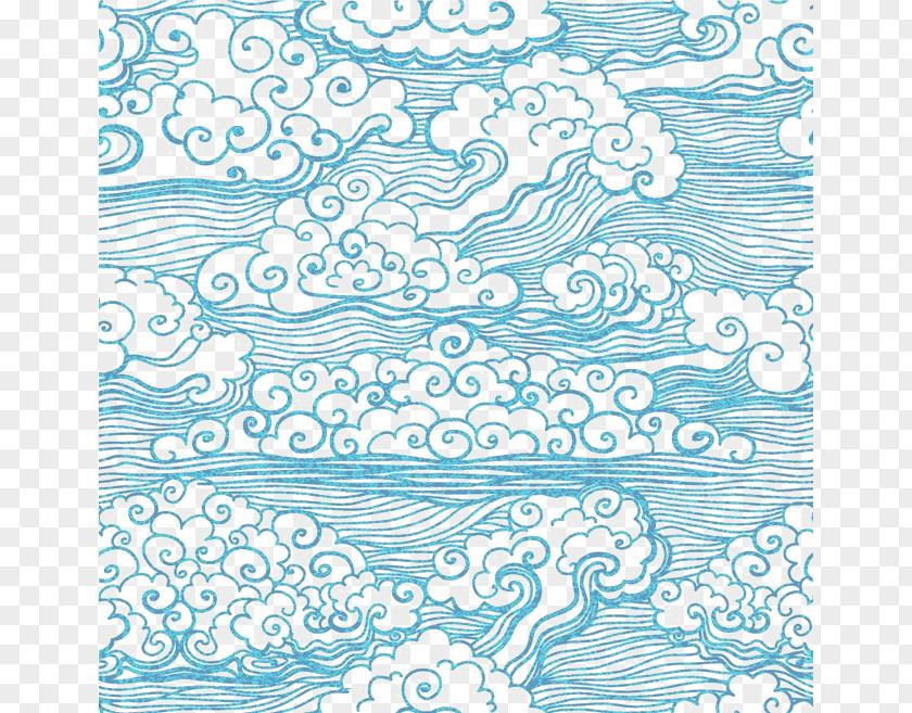 Blue Wave China Pattern PNG