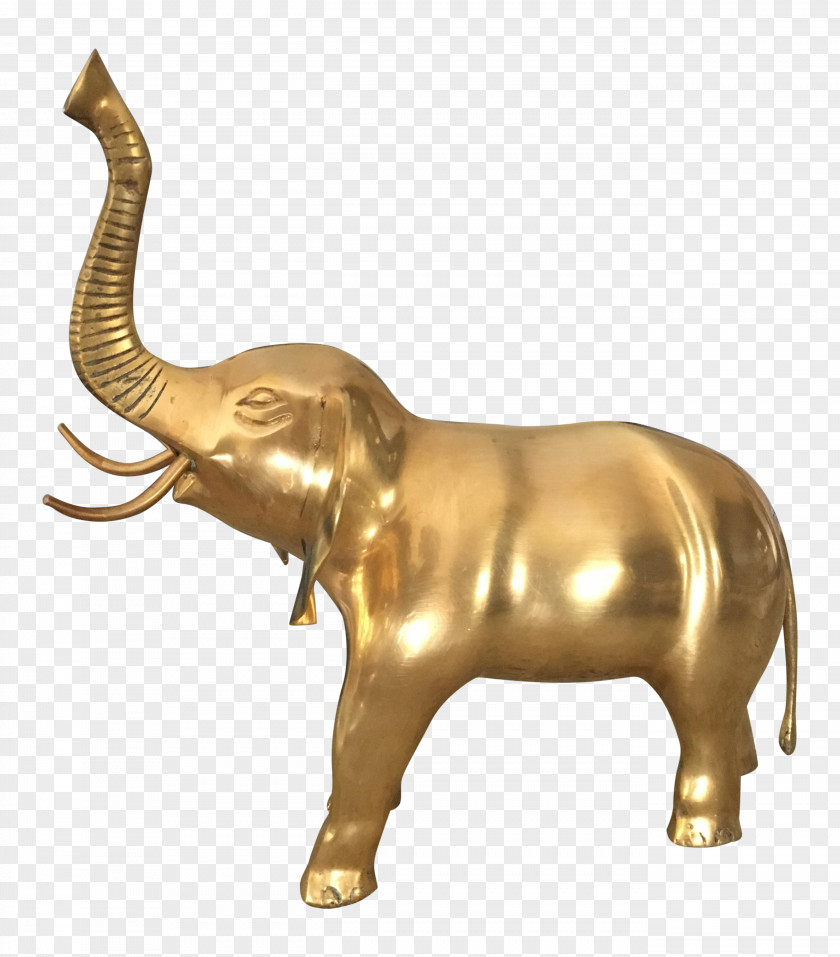 Brass Indian Elephant African Sculpture Elephantidae Statue PNG