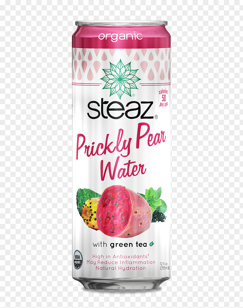 Prickly Pear Strawberry Green Tea Steaz Organic Food Juice PNG