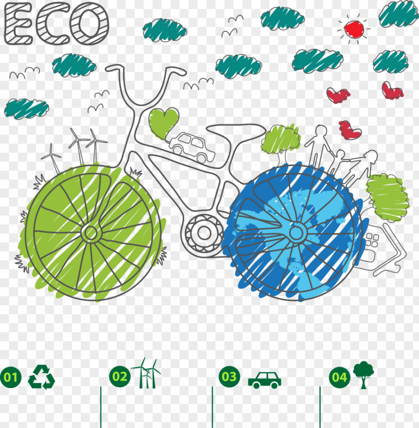 Vector Green Bicycle Environmental Protection Euclidean PNG