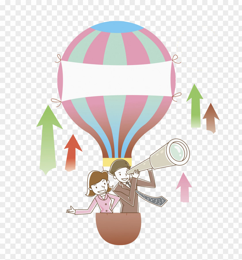 People Who Observe The Sky In A Hot Air Balloon Telescope PNG